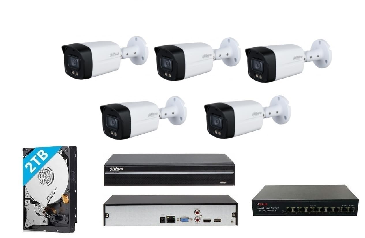 Dahua 4MP IP Colour Vision in Night with Audio 5 CCTV Camera Set with (8CH NVR,4 MP IP Colour View in Night Outdoor with Audio bullete Camera - 5 Nos, 2 TB Hard Drive,8+2 Port Port POE Switch) (B0DCP92XYD) Amazon Price History, Amazon Price Tracker