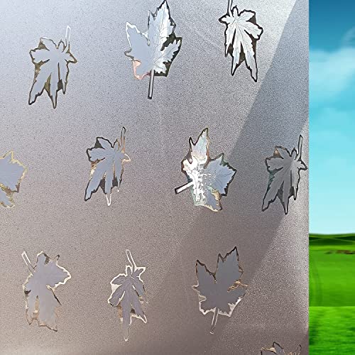 Image of SUNBIRD Window Film Privacy Colorful Window Sticker, Decorative Window Vinyl, Adhesive Home UV Blocking, Heat Insulation Static Cling for Bathroom Office (24 X 100 INCHES, Maple Leaf)