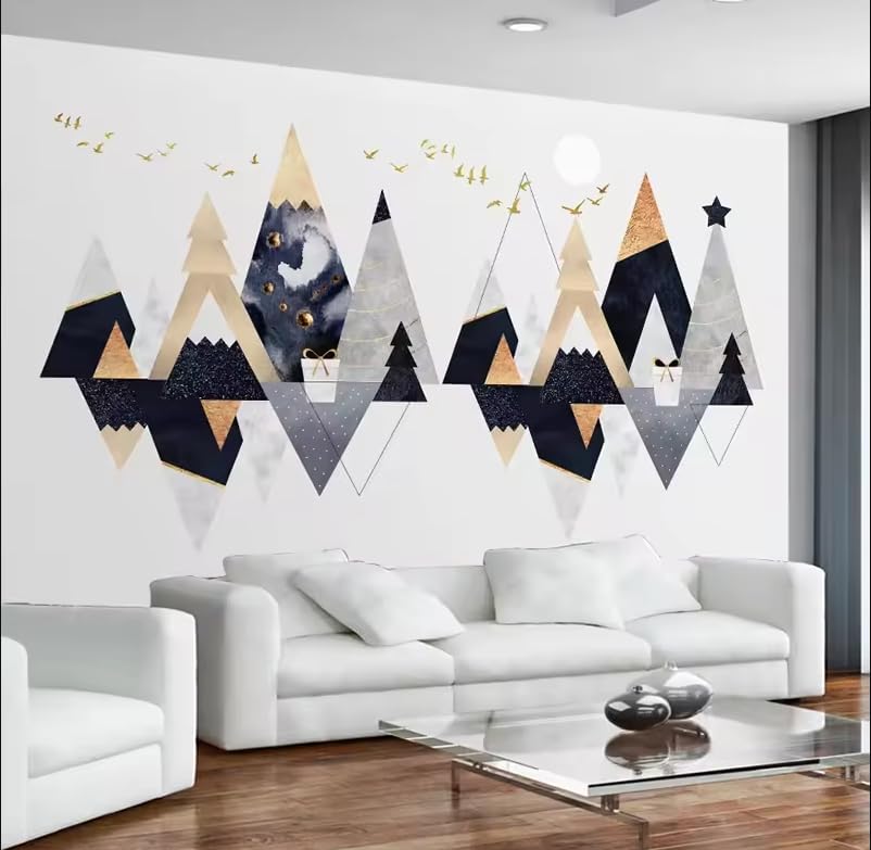 Papier peint 3D triangle géométrique salon chambre | Décoration murale créative 250 x 175 cm