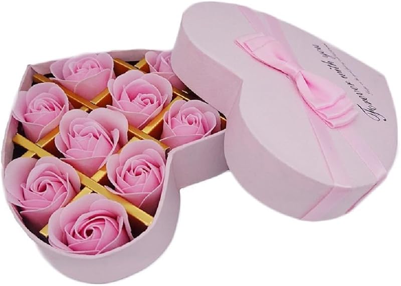 Valentine gift 10 PCS Soap Flowers Bath Rose Petals decorative rose shaped Floral Scented tub Plant Essential Oil Set, Best Gifts for Her Women Girls Mom Lover Birthday Valentine Christmas (Pink)