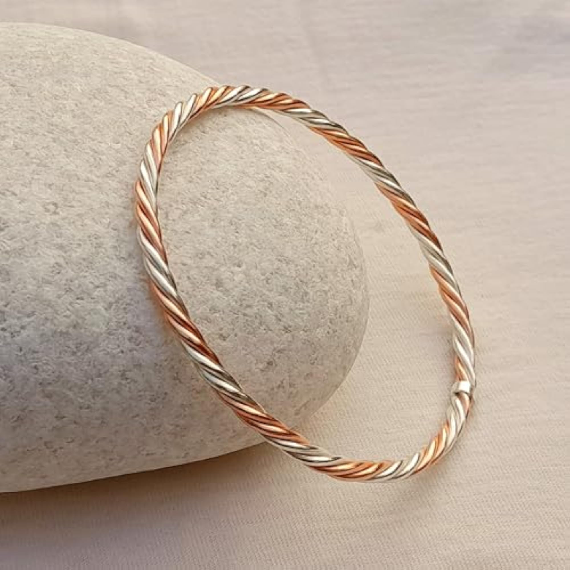 Traditional 925 Sterling Silver & Copper Kada Bangle for Women