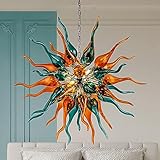 HASUN Modern Chandelier, Luxury Hand Blown Glass Dining Room Chandelier, Ceiling Hanging Pendant Light Fixture Living Room Chandeliers for Hotel, Lobby, Stairway, Bedroom, Study Room, Hallway