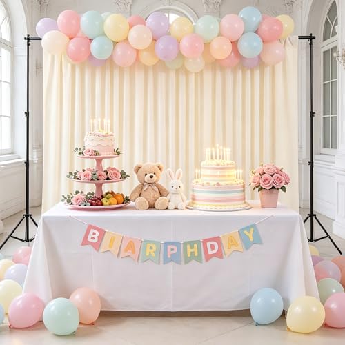 Image of Beige Backdrop Curtains 2 Panel 5ft x 8ft Polyester Fabric Wedding Backdrops for Arch Party Stage Ceremony Photography Background Decoration