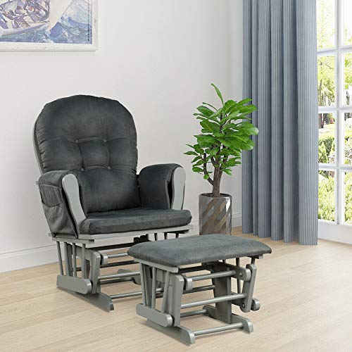 DORTALA Baby Glider Rocker with Ottoman, Multi-Position Glider with Cleanable Upholstered, Smooth Rocking Motion, Nursery Glider & Ottoman Sets for Nursing Baby, Reading, Grey - Image 4