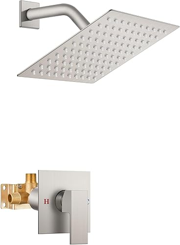 Vista 104 de Airuida Shower Faucet Set Bathroom Rain Shower System SUS304 Stainless Steel Single Handle With Male Threads Rough-in Valve Shower Trim Kit 10 Inch