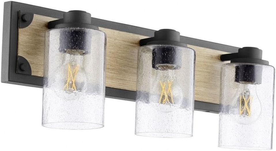 Quorum 5143-3-69 Transitional Three Light Vanity in Black Finish,