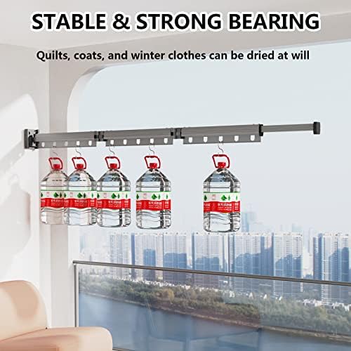 Folding Clothes Drying Rack Wall Mounted, Heavy Duty Retractable Laundry Airer for Space Saving Indoor Use（Silver,3 Fold）