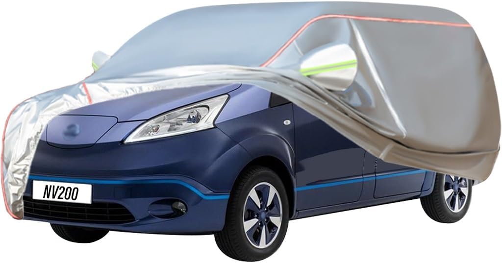 WOLWES Car Cover Are Suitable For Nissan E-NV200 Acenta/Tekna/Evalia All-weather Windproof, Snowproof, Rainproof, UV-protected And Breathable All-season Universal With Side Door Zip Oxford Cloth Car C