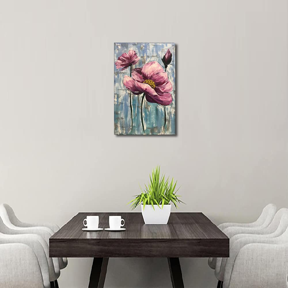 TISHIRON Canvas Wall art Flowers Petals Oil Painting Prints,Abstract Style Painting Flower Wall Art Artwork for Bathroom Bedroom Living Room Home Decoration Framed Ready to Hang 16x24 in - Image 2