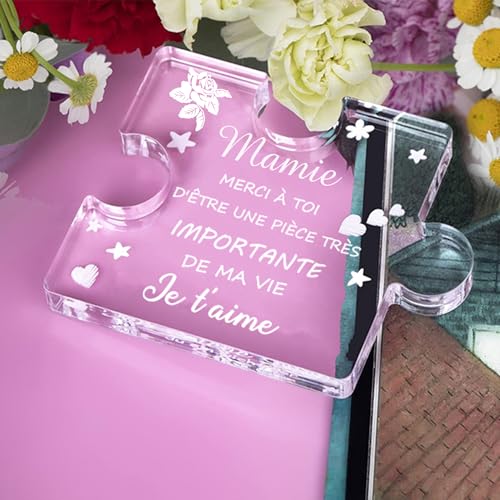 FANAOREN Cadeau Fete des Grand Mere, Cadeau Mamie Original - Gravure Acrylique Bloc Puzzle pour Anniversaire, Noël et Fête des Grands-Mères – vue 4
