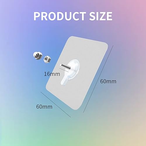 Miniatura 3 de Paquete de 10 ganchos de pared sin daños, ganchos adhesivos transparentes reutilizables, ganchos resistentes para baño, cocina, ganchos adhesivos