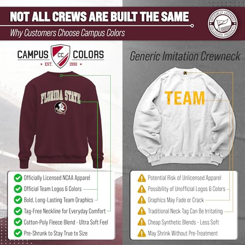 Image of NCAA College Sweatshirt Fleece Crewneck Pullover for Men and Women | Officially licensed NCAA college gameday crewneck pullover - 9 oz fleece lined sweatshirt with arch and logo design