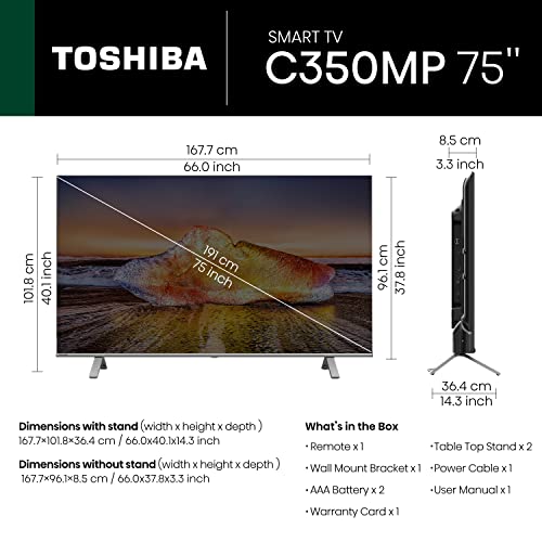 Image of Toshiba 189 cm (75 inches) 4K Ultra HD Smart LED Google TV 75C350MP (Silver)