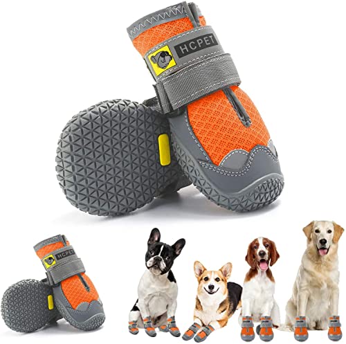 Image of PETANGEL HCpet Boots for Hardwood Floor | Breathable Dustproof Shoes for Large Dogs | Booties With Reflective Anti-Slip Sole | Outdoor Paw Protectors With Rubber Soles (Size: 7)