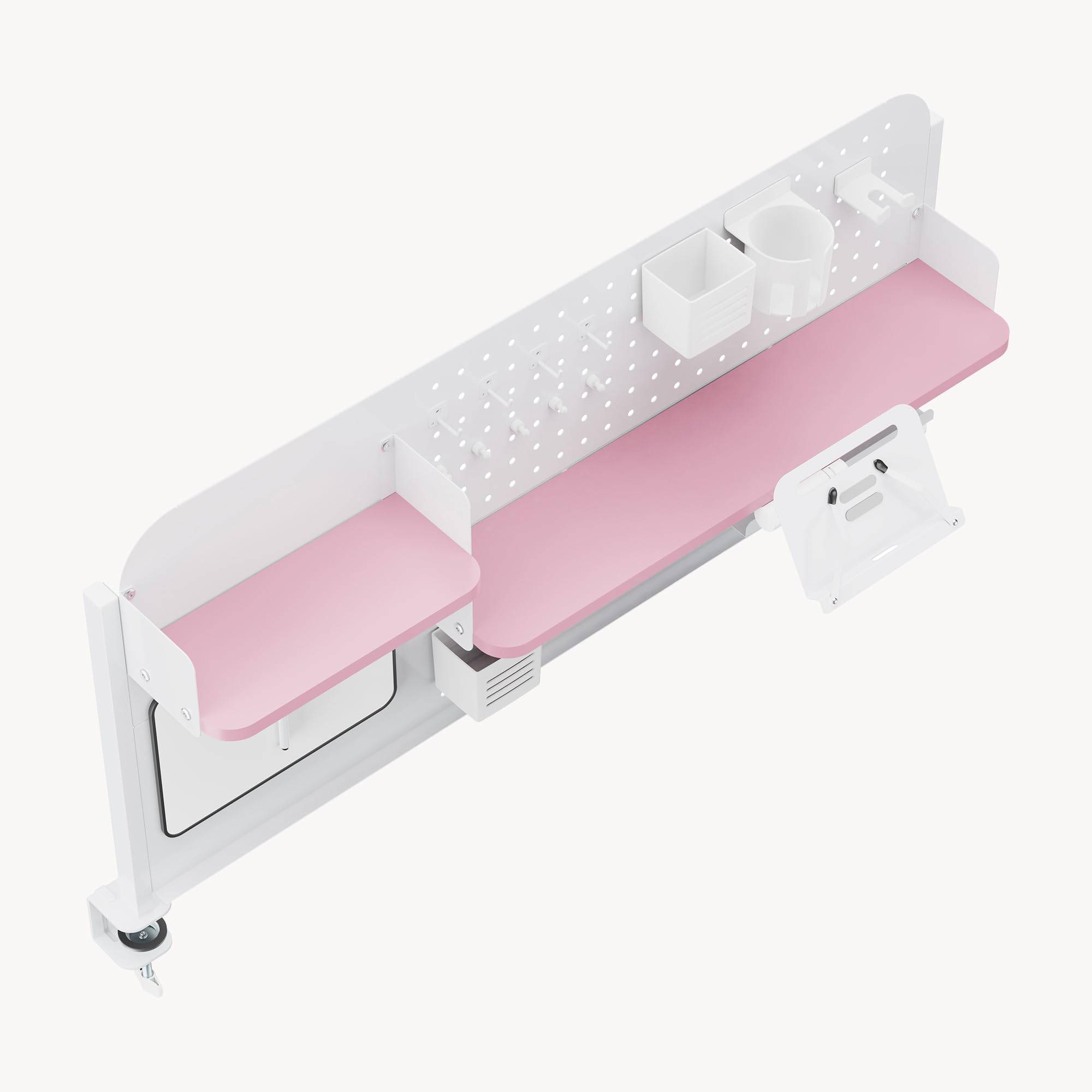 [en.casa] Schreibtisch Organizer Sauda Pegboard zum Anklemmen 114 x 68 cm höhenverstellbare Lochwand mit Ablagen und Zubehör Stecktafel für Kinderzimmer Büro Homeoffice Stahl Weiß/Rosa