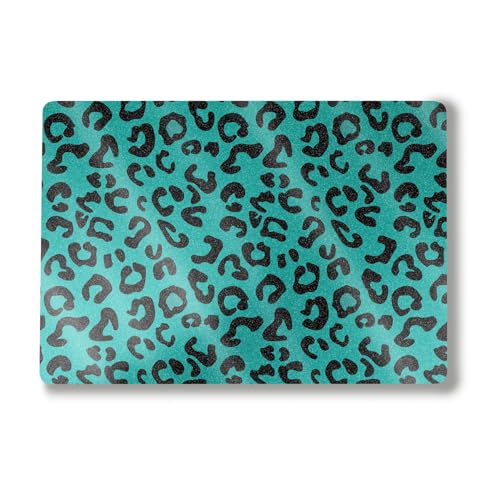 Image of Glossy Glitter Laptop Skin Compatible with Surface Laptop 7 15 inch (2024) - Teal Leopard - Premium 3M Vinyl Protective Wrap Decal Cover - Easy to Apply | Crafted in The USA by MightySkins