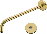 Vista 34 de Brazo de ducha de barrido de 16 pulgadas de largo montado en la pared Extensión de cabezal de ducha dorada con brida única, conexión estándar de 1/2