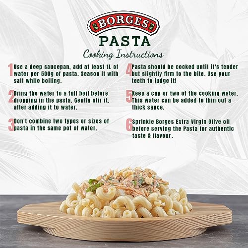 Image of Borges Macaroni Pasta - 350 g | 100% Durum Wheat | High in Protein | Natural Ingredients | Maida Free