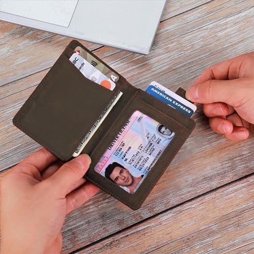 RFID Blocking Slim Wallet for Men | Thin Bifold Credit Card Holder Wallet | Mens Wallet Slim Business Card Case | Minimalist Front Pocket wallet with Gift Box (Genuine Full Grain Soft Leather)3