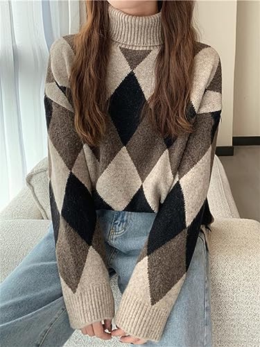 Fashion Women Sweater Autumn and Winter Retro Turtleneck Knitted Pullover Loose Fashion Keep Warm Sweater4