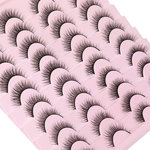 20 Pairs Eyelashes Natural Wispy Mink Lashes Fluffy Short Eye Lashes Pack 4D Volume Strip False Lashes Geeneiya Multipack Fake Eyelashes 4 Styles Mixed #TOP4