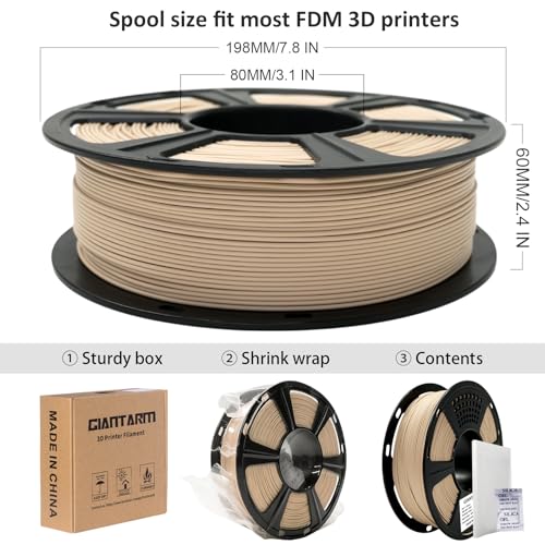 Image of GIANTARM PLA Filament,3D Printer Filament 1.75mm,Neatly Wound Bone White 3D Printing Filament for Most FDM 3D Printers,Dimensional Accuracy + /- 0.02mm,1kg Spool (2.2lbs)