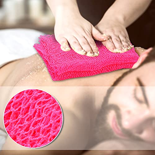 African Net Long Bath Net Sponge,Jassins African Bathing Sponge,Body Exfoliating Long Net Shower Body Scrubber Back Scrubber Skin Smoother,Stretch Length To 66 Inch (Pink) #TOP6