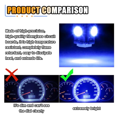 10 Bulbos LED T10 194 168 para Tablero Azul miniatura 3