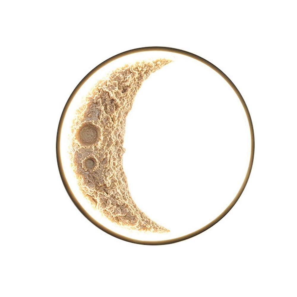 OZBMA Modern Round Wall Sconce Resin Moon Light LED Dimmable Backlit Lamp for Hallway Living Room Bedroom Bars Staircase Lantern