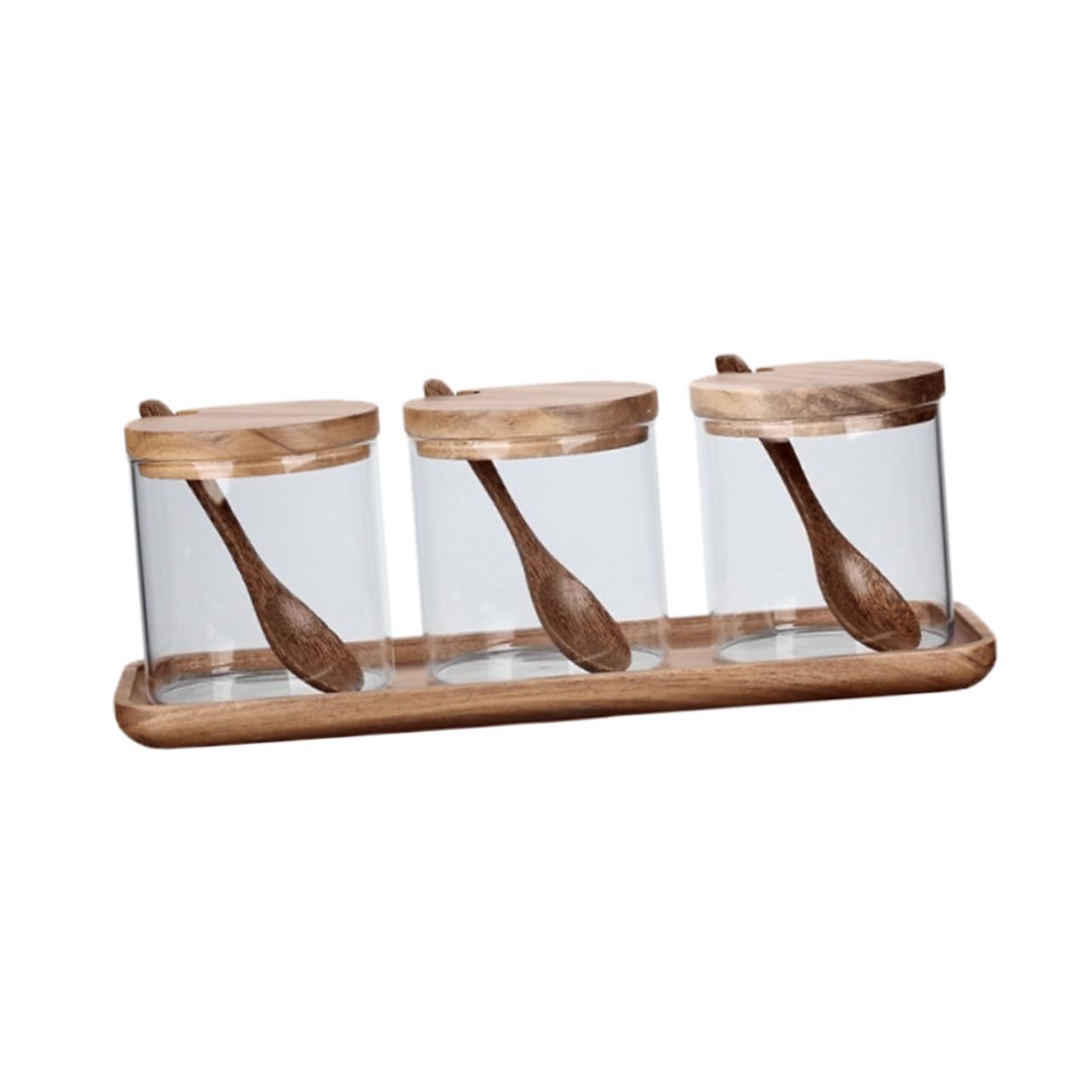 Gewürzgläser mit Holzdeckel und Löffel Kleines Glas Vorratsglas für Gewürze und Lebensmittelaufbewahrung Leicht zu Reinigen für Küche und Kochen