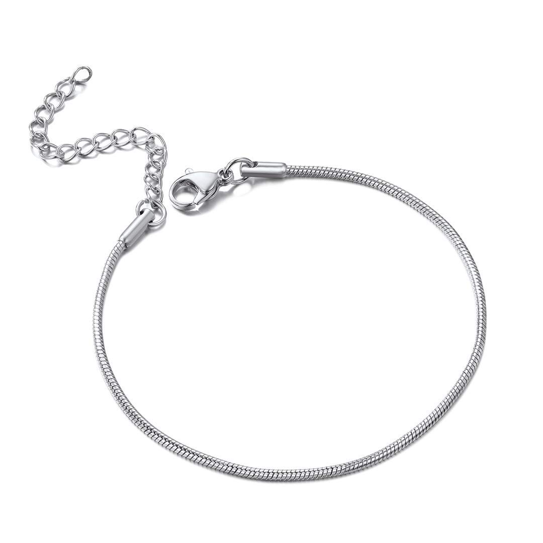 ChainsHouse Braccialetto Classica Catena Piatta a Serpente Bracciale da Donna Bracciale a Catena Moda Lama Stile Minimalista Lunghezza Regolabile Argento/Nero/Oro/Oro Rosa