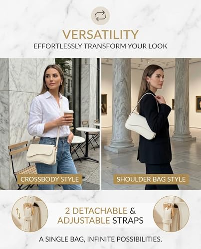 Image of Amszke Shoulder Bag for Women Y2K Crossbody Purse PU Leather Underarm Handbag 2 Adjustable Strap for Daily Commute Travel