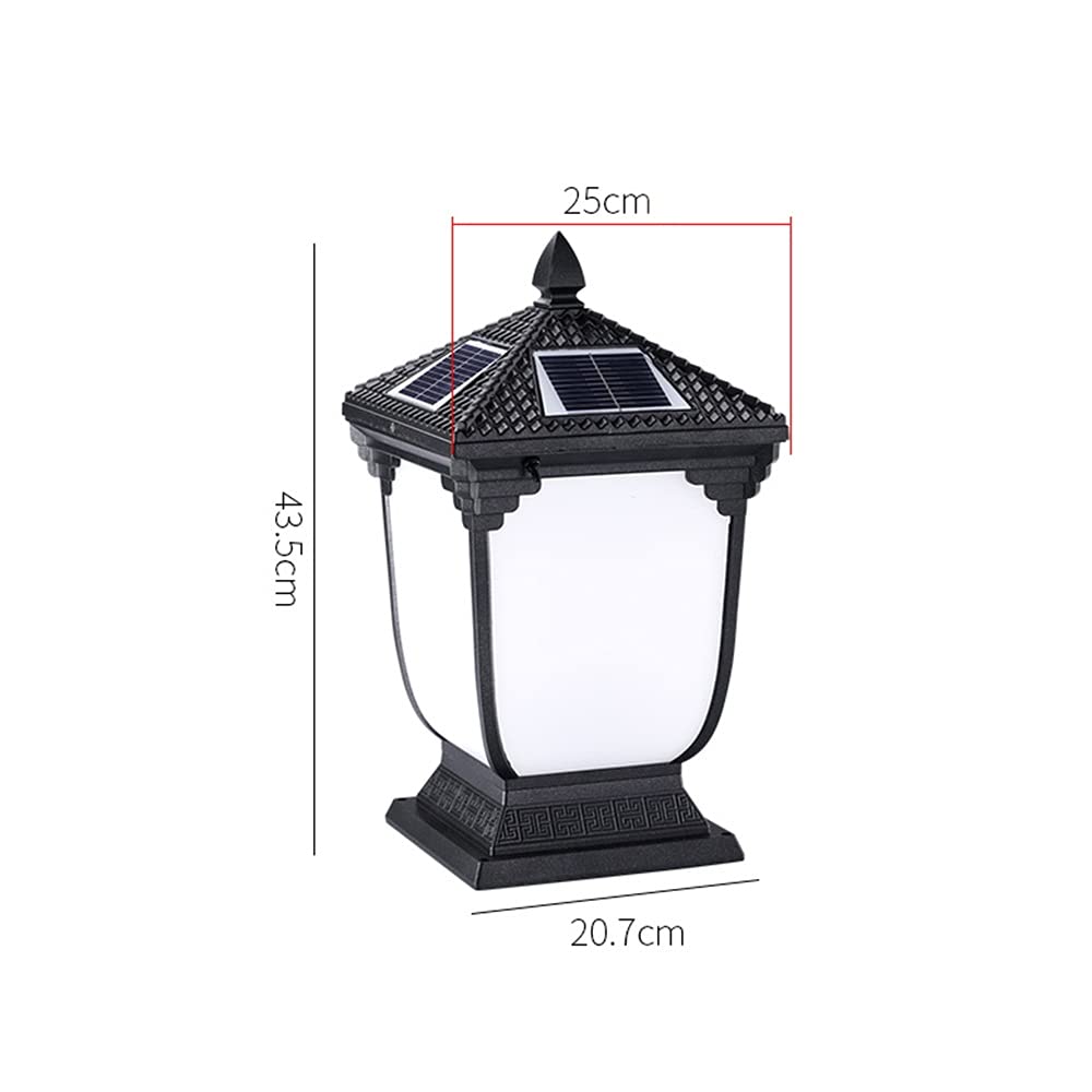Lampe pilier solaire vintage LED IP55 étanche IP55 en aluminium acrylique simple pour couloir extérieur lumière chaude noire 25/43 cm terrasse patio