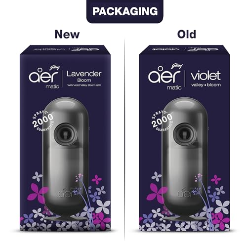 Image of Godrej aer Matic Kit (Machine + 1 Refill) - Automatic Room Fresheners with Flexi Control Spray | Lavender Bloom | 2200 Sprays Guaranteed | Lasts up to 60 days (210ml)