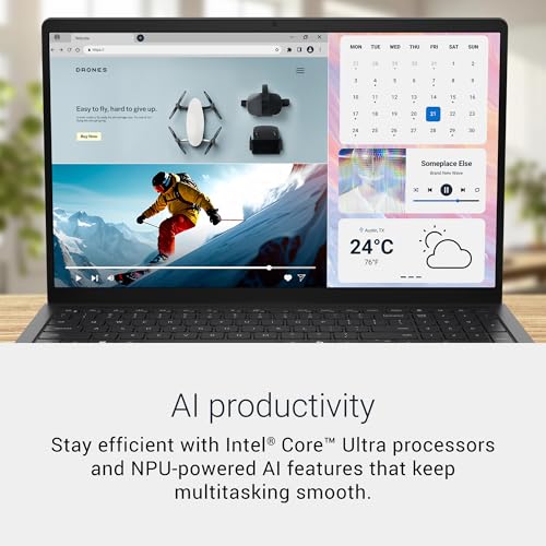Image of Dell 15 Laptop D15260-15.6-inch FHD 60Hz 300 nits Display, Intel Core Ultra 7 Processor 255U, Intel Graphics, 16GB Memory, 1TB SSD, English US Backlit Keyboard AI Copilot Hotkey, Windows 11 Home