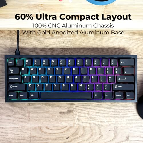 Image of CyberPowerPC CK60 Black 60% Hot-Swappable RGB Customizable Mechanical Gaming Keyboard, Dampening Foam, Aluminum CNC Case w /Gateron Red Switches and PBT Keycaps