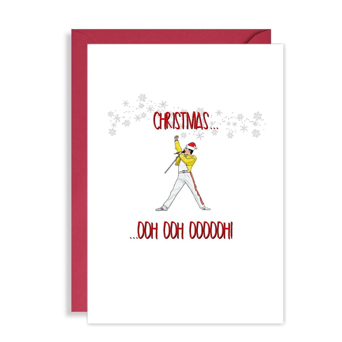 Funny Freddie Mercury Christmas Card - Bohemian Rhapsody Xmas Ooohh - Queen Rock Music fan Gift