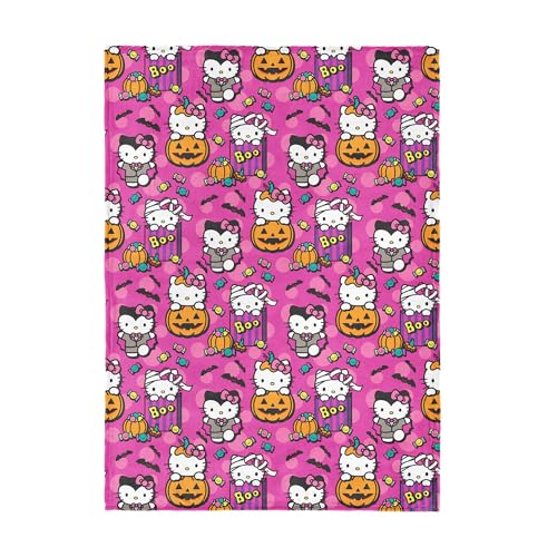 Hello Kitty Monster Meows Halloween Silk Touch Throw Blanket for Bed and Couch Cozy Soft & Lightweight Spooky Blankets 50x70 inches