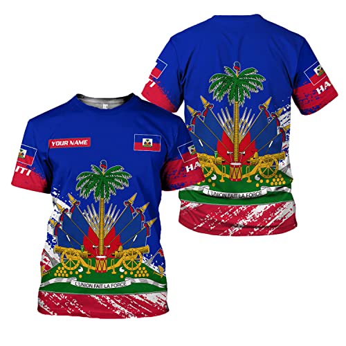 Drapeau D'Haïti Personnalisé Haïtien Tee Shirt T-Shirt Quickdry Sportswear Moderne T-Shirt De Sport pour Running Sport Pêche L
