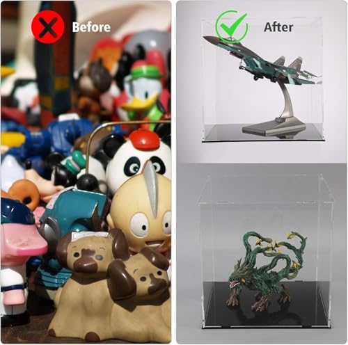 Image of Clear Acrylic Display Case - 9x9x9 Inch (23x23x23 cm) Premium Collectibles Box | Alternative to Glass Display Case | Ideal for Action Figures, Home Decor, Toys & More
