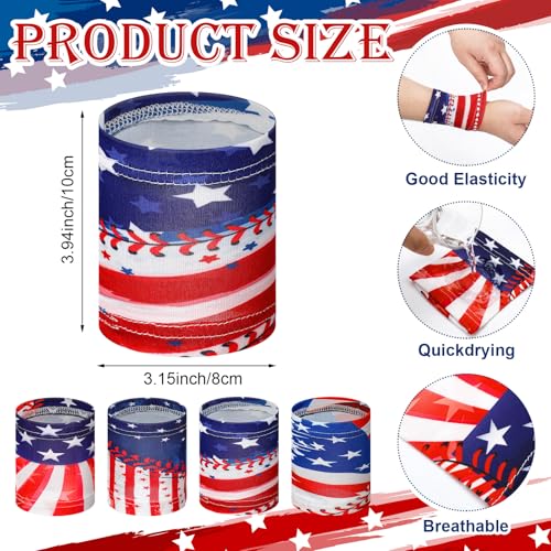 Image of Unittype 4 Sets American Flag Bandana Headbands USA Patriotic Sweatbands | Absorbing Sweat, Flag Baseball Accessories for Men Women Athletes, Sports Events, Team Gift, Veterans Day