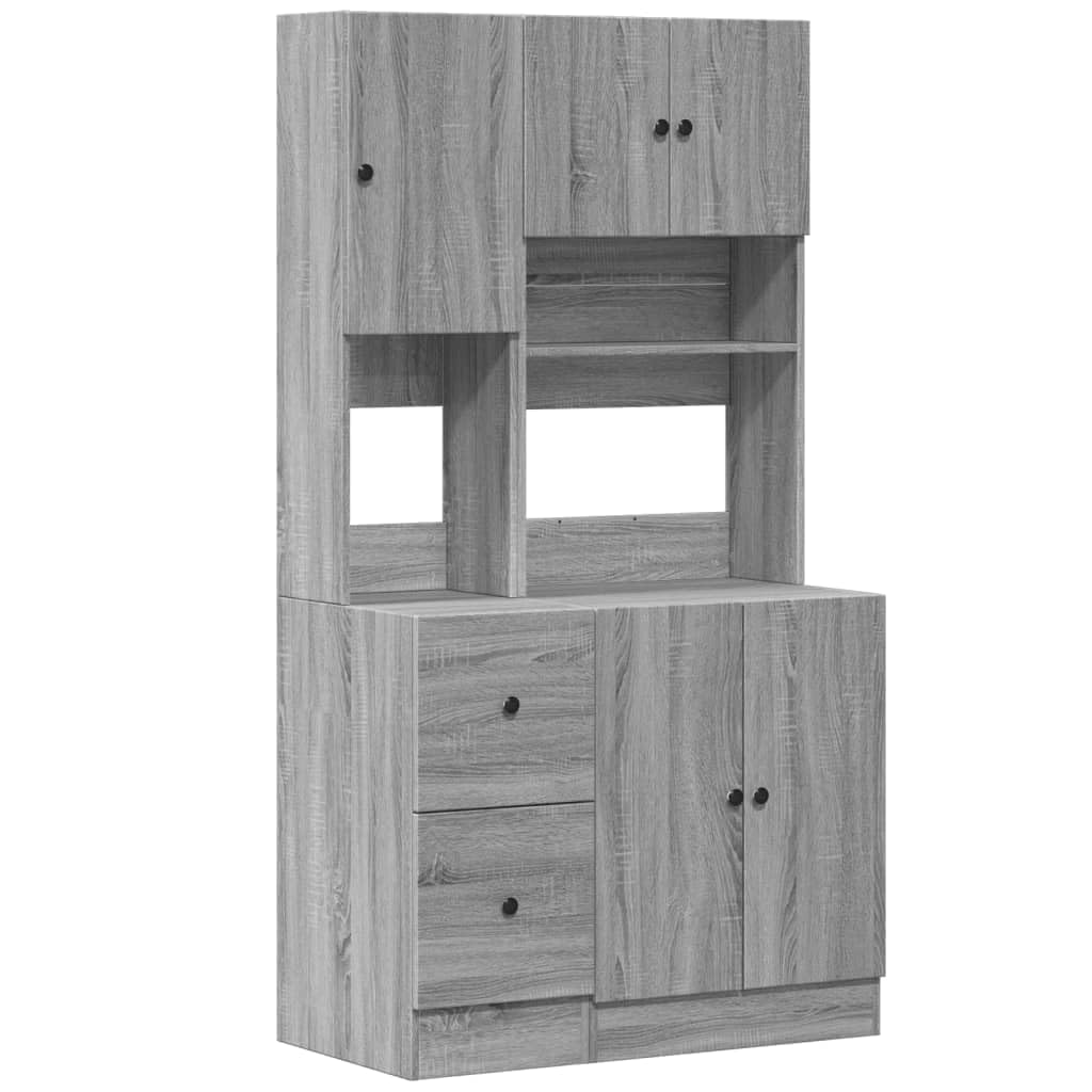 Grand garde-manger en bois de 180 cm de haut armoire de cuisine gris sonoma