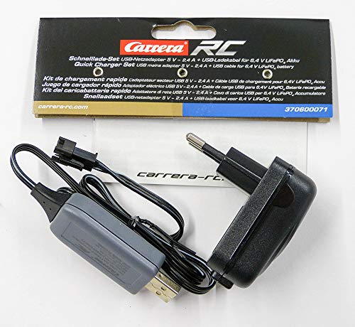 Câble pour Batterie 6,4V LifePo4 et Adaptateur Carrera Set de Charge Rapide 2,4A