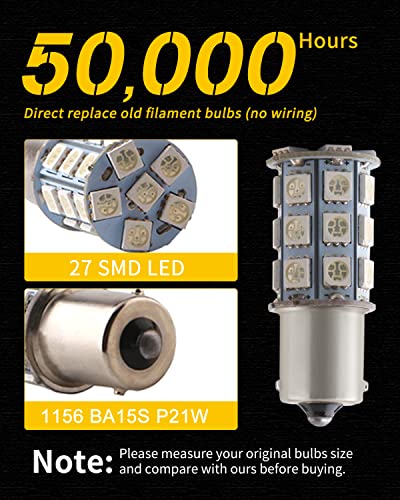 Qasimled 2Pcs-1157 Bay15D 1016 1034 Led 27-Smd 5050 Led Bulbs Interior Rv Camper Car Tail Backup Lamp Stop Parking Bulb Blue 12V #TOP3