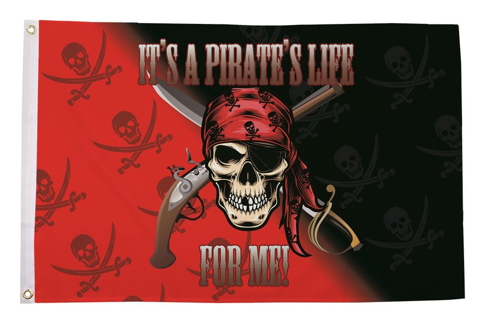 Flagtex Pirate Flags A Pirates Life Red Black 5ft x 3ft (150cm x 90cm)
