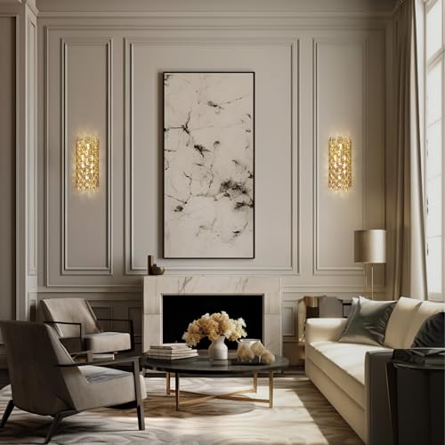 Image of Crystal Wall Sconces,Modern Wall Light Fixtures,Chrome Wall Lamp,Luxury Crystal Wall Sconces for Living Room Bedroom Bathroom Hallway Doorway Stairway Bedside