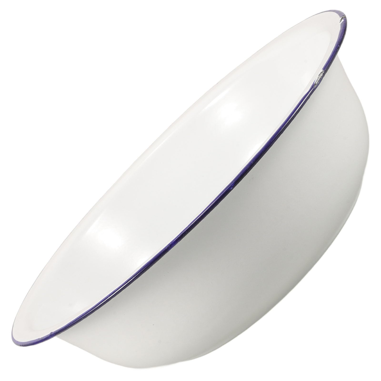 Bain de Pieds en Émail Rétro 30 Cm Bassin de Trempage Blanc Bord Bleu Multifonction pour Bain Pédicure et Lavage du Visage Pieds Solide et Facile à Nettoyer