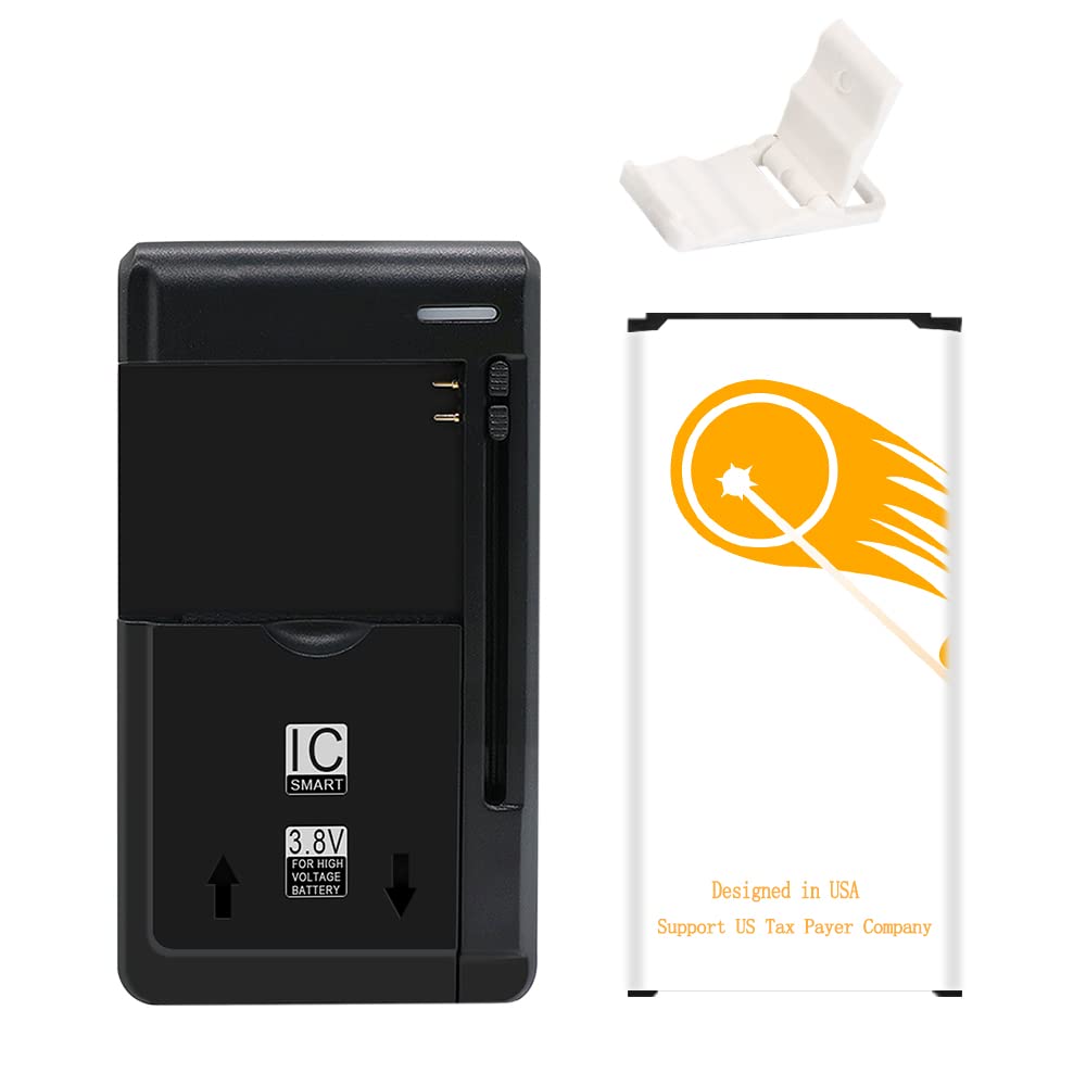 Upgraded Long Lasting Replaceable Lithium Excellent Spare 6190mAh Battery Universal USB/AC Dock Wall Charger Folding Bracket Compatible with Samsung Galaxy S5 SM-G900T1 MetroPCS
