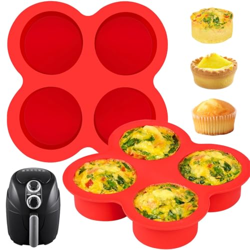 Supvox® Silicone Muffin Cup Mold 5.5cm Dia Cupcake Mold, 4-Cavity Design, Food Grade Heat Resistant Silicone Baking Mini Cake Mold for Air Fryer, Oven, 13.7cm x 13.7cm
