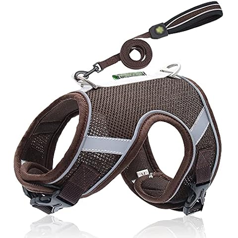 HZQIFEI Cat Harness and Leash Set, Escape-Proof Kitty Small Dog Harness Adjustable Reflective Strips Vest Harnesses (Brown, M) Cover